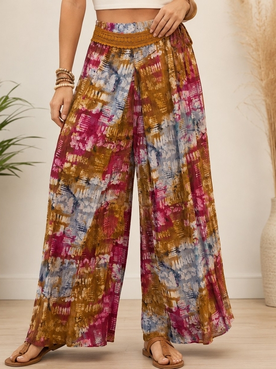EARTHBOUND Pants - Earthbound Boho Wide Leg Palazzo Pants Tie Dye Festival Hippie Size Medium